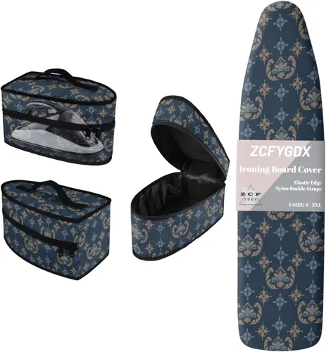 Vista 22 de Juego de funda para tabla de planchar 2 en 1 con correas de nailon y funda de hierro, funda protectora resistente a las manchas de 15 x 48 pulgadas