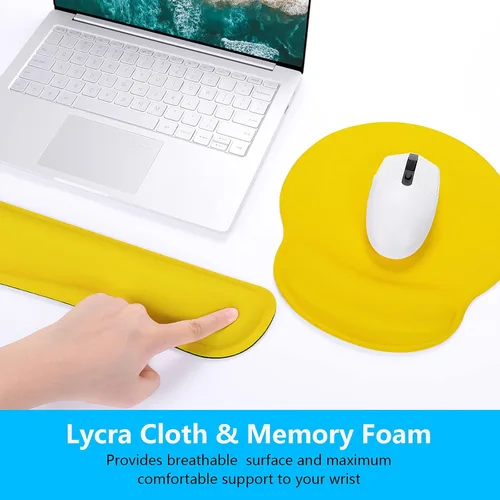 Vista 4 de Reposamuñecas para teclado y alfombrilla para ratón con soporte de muñeca, bonito cojín de espuma viscoelástica para conjunto de teclado y ratón