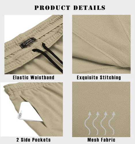 Vista 5 de COOFANDY Paquete de 3 pantalones cortos de entrenamiento para hombre, pantalones cortos deportivos de malla, ligeros, para culturismo, con bolsillos