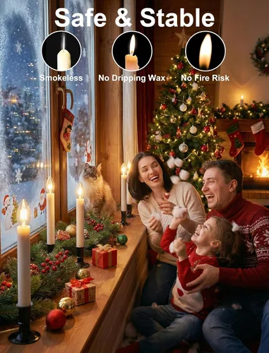 Vista 3 de Lámpara de vela eléctrica para ventana, luces de velas de ventana de Navidad con base chapada en níquel y bombilla C26, lámparas de velas
