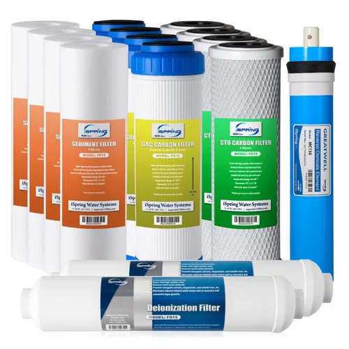 Vista 9 de iSpring F7D - Paquete de cartuchos de repuesto de filtro de agua de ósmosis inversa de 1 año para sistemas de filtro de agua RO de desionización