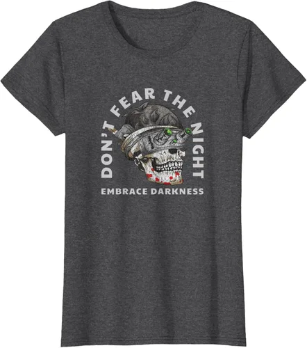 Vista 4 de Camiseta táctica militar con diseño de calavera con visión nocturna Negro