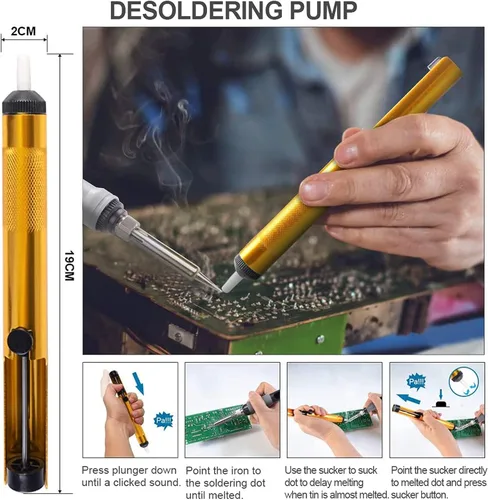 Vista 6 de HANDSKIT - Kit de soldadura, kit de hierro HANDSKIT Soldeirng, herramientas de soldadura electrónica con temperatura ajustable, bomba