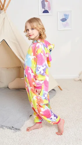 Vista 40 de Pijama de unicornio unisex para niños, enteritos para disfraz, Halloween