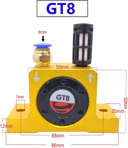 Vista 2 de (4 piezas) GT8 1/8 "vibrador neumático de turbina de aire serie GT componentes neumáticos industriales vibradores de turbina alta velocidad