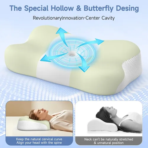 Vista 13 de Almohada cervical para el cuello de espuma viscoelástica ergonómica de un