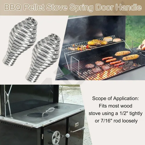 Vista 6 de Manija de puerta de resorte para estufa de pellets de barbacoa, 2 piezas (diámetro máximo: 1-3/4 ", longitud: 3-1/2", para varilla de 1/2") Uso