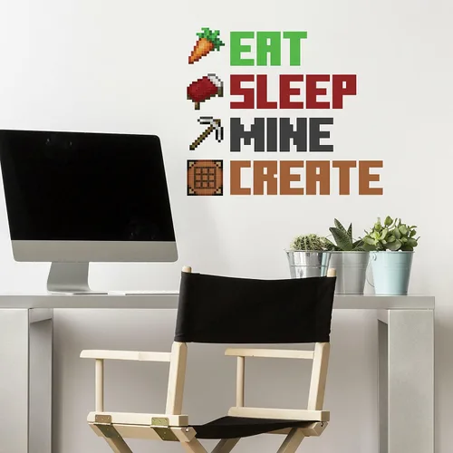 Vista 2 de RoomMates RMK5007SCS Minecraft Come, duerme, extrae, crea cita adhesiva para pared
