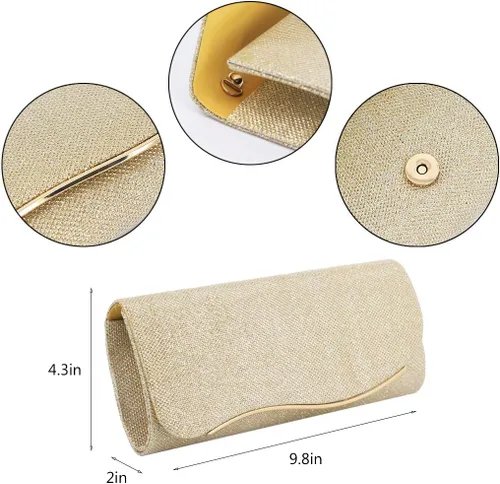 Vista 2 de Naimo - Deslumbrante bolsa pequeña de solapa, con cadena desmontable para eventos nocturnos.