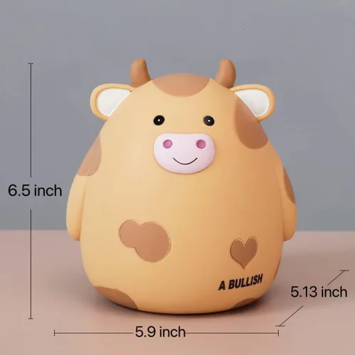 Vista 2 de Alcancía de vaca, alcancía de monedas, lindo animal de gran capacidad con apertura, banco de monedas de plástico para cumpleaños para niños y niñas