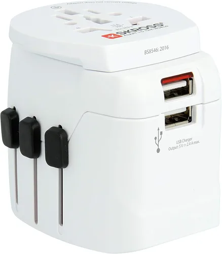 Vista 4 de SKROSS Pro Light World - Adaptador de viaje con USB Adaptador de viaje de 3 polos con sistema deslizante Diseñado para más de 200 países