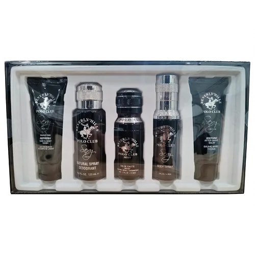 Vista 2 de Beverly Hills Polo Club BHPC - Juego de regalo sexy de 5 piezas para hombre, colonia refrescante con aroma a limón, spray corporal, después