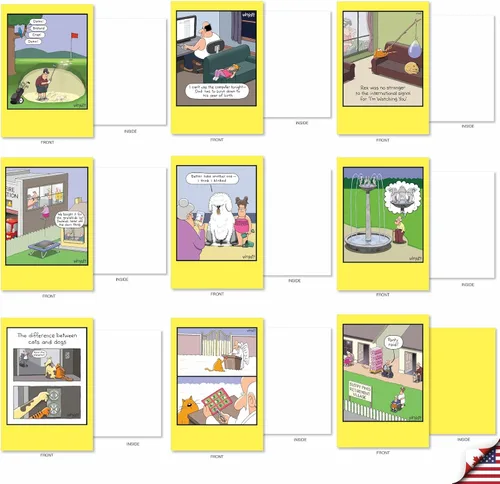 Vista 4 de NobleWorks - Caja de 36 tarjetas de felicitación en blanco divertidas surtidas con sobres, paquete variado de humor mixto - Amistad para hombres