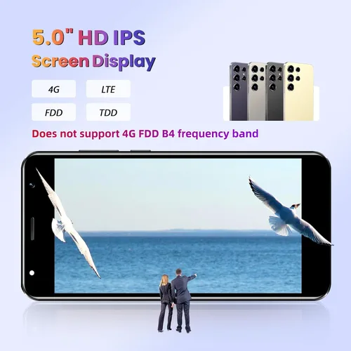 Vista 6 de Teléfono desbloqueable, compatible con red 4G, teléfono Android, pantalla de 5.0 pulgadas, 2 GB de RAM + 16 GB de ROM/TF de 256 GB, doble SIM