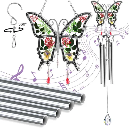 Vista 20 de KY&BOSAM Atrapasoles de cristal pintado a mano con cabeza de caballo, campanilla de viento con flor prensada incrustada en ventana de cristal, Día