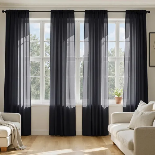 Vista 22 de MIULEE Cortinas traslúcidas marrón oscuro de 96 pulgadas de largo, 4