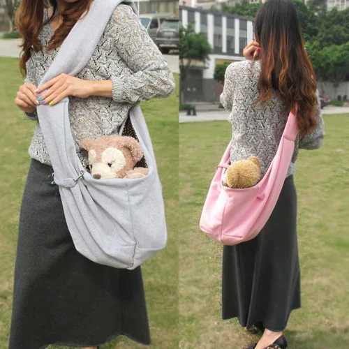 Vista 2 de Bolsa de transporte para mascotas, bolsa de viaje para gatos y perros, hasta 16 libras (gris)