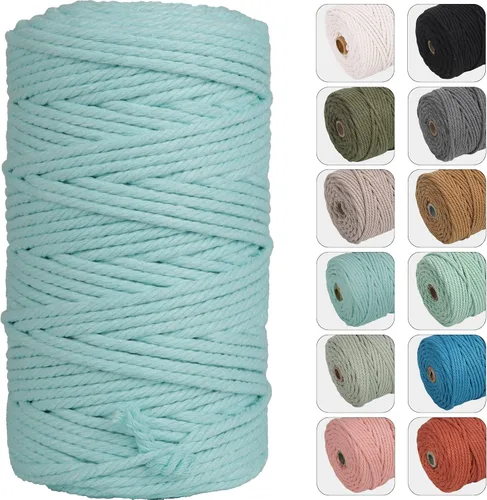 Vista 16 de NOANTA - Cuerda de macramé de 4 mm x 109 yardas color verde aguacate, cuerda de algodón para colgar en la pared, ganchos de plantas