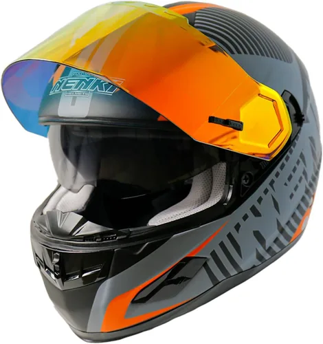Vista 8 de Casco de motociclista de cara completa con visera interior de fibra de vidrio, casco ligero para bicicleta de calle y carreras para adultos, hombres