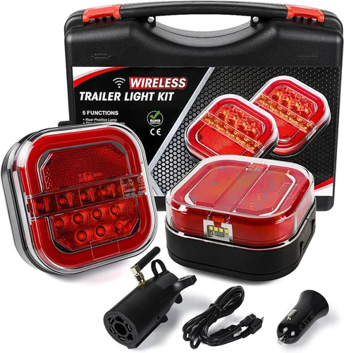 Vista 8 de Luces de remolque inalámbricas, luz LED magnética recargable, kit de luces traseras impermeables para caravana, cámper, barco, caravana, camiones