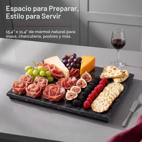 Vista 2 de Flexzion Tabla de cortar de mármol para cocina, losa de piedra de 11.4 x Negro