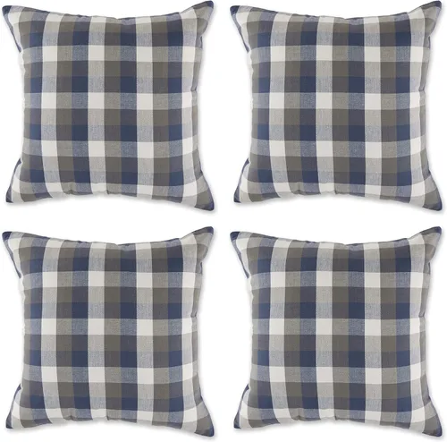 Vista 9 de DII Colección de fundas de almohada cuadradas decorativas de algodón, lavables a máquina, cremallera oculta, 18 x 18 pulgadas, surtido negro, 4
