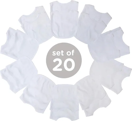 Vista 7 de Neat Solutions - Baberos de tela de rizo de punto de 2 capas de color liso, color blanco, paquete de 20