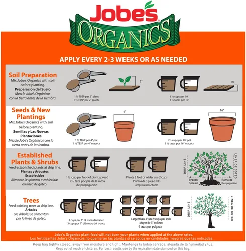 Vista 3 de Jobe's Organics 09226NA - Alimento granular para plantas, frutas y cítricos, 4 libras, marrón y 09526 Fertilizante granular orgánico multiusos