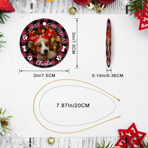 Vista 6 de 4 paquetes de adornos de Navidad personalizados con foto, adornos de Navidad personalizados para perros 2023 para árbol de Navidad, cachorros