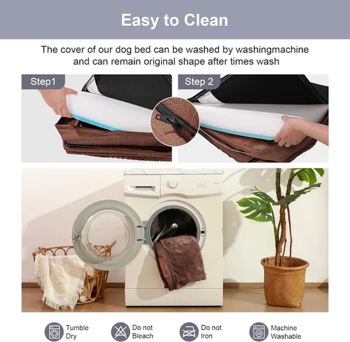 Vista 7 de Cama ortopédica para perros pequeños y medianos, cama de espuma viscoelástica para mascotas con funda extraíble lavable, parte inferior