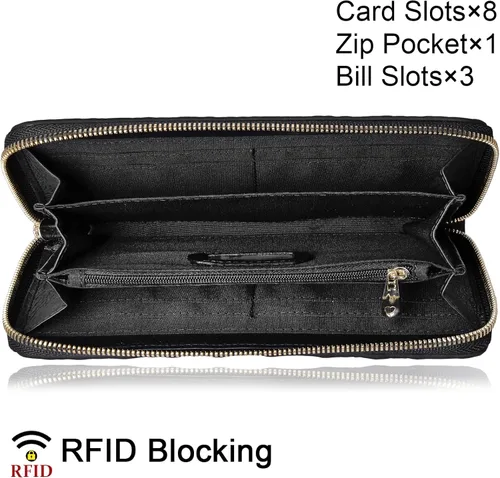Vista 6 de PIJUSHI Cartera de pulsera de piel de cocodrilo para mujer, bolso de mano