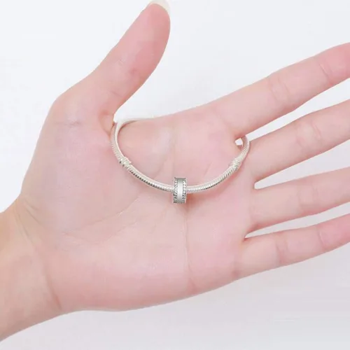 Vista 3 de Colgantes de clip de cuentas espaciadoras para pulseras, tapón de clip de plata de ley para pulseras de mujer