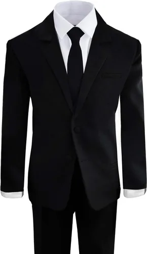 Vista 3 de Black N Bianco - Traje formal negro para niño con camisa y chaleco