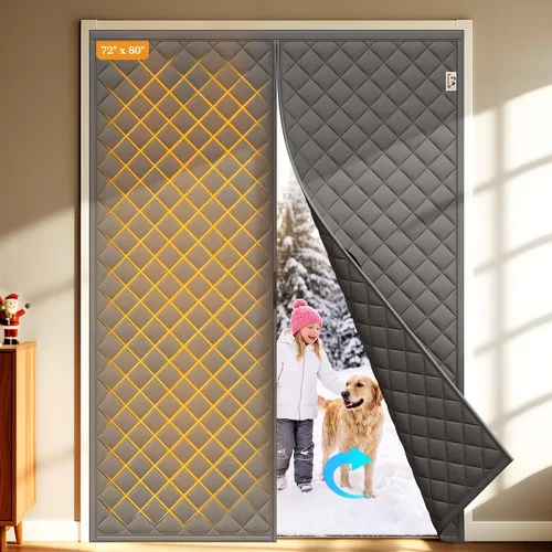 Vista 32 de Yotache - Cortina magnética aislada térmica para puerta, se adapta a puertas de 28 x 78 pulgadas, cortina de 30" x 80", material Oxford resistente a