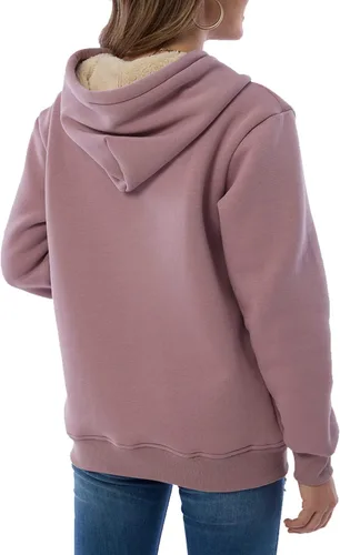 Vista 5 de Gnveub Sudadera casual de invierno con capucha y forro polar Sherpa para mujer, suéter grueso con bolsillos