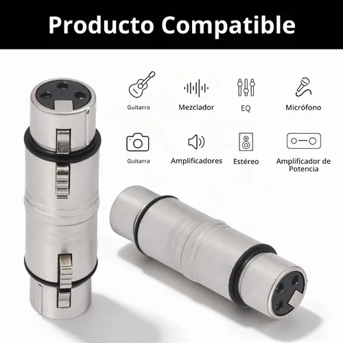 Vista 6 de Adaptador de acoplador XLR hembra a hembra de 3 pines conector XLR para cables de audio o sistemas PA 2 unids