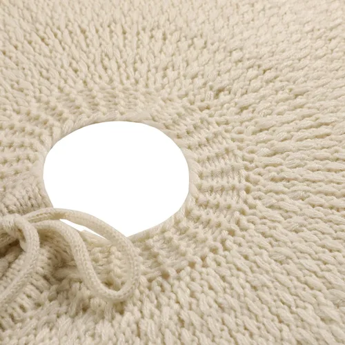 Vista 4 de Sattiyrch Falda de punto para árbol de Navidad – Base clásica de punto trenzado con cierre de lazo – Decoración festiva acogedora para árbol de Beige