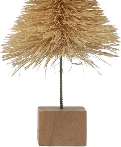 Vista 3 de Creative Co-Op Árbol de cepillo para botella de sisal con base de madera, color crema