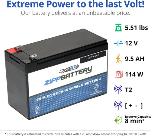 Vista 3 de Batería de plomo sellada de 12V 9.5AH 114W terminales T2 para batería Zipp