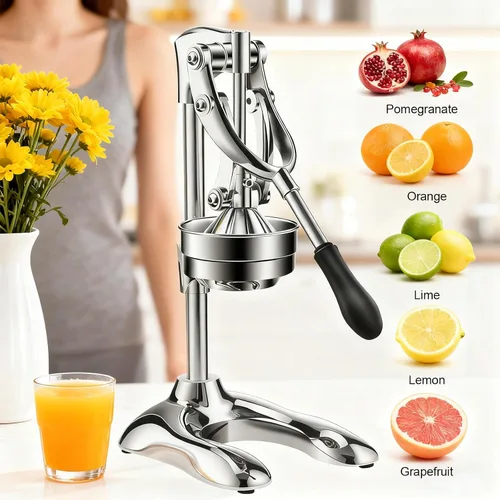 Vista 5 de Exprimidor de cítricos manual de alta resistencia, exprimidor manual profesional de hierro fundido, exprimidor de frutas, máquina exprimidora