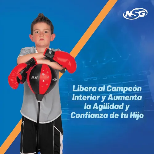 Vista 6 de NSG Juego de boxeo independiente de altura ajustable para niños