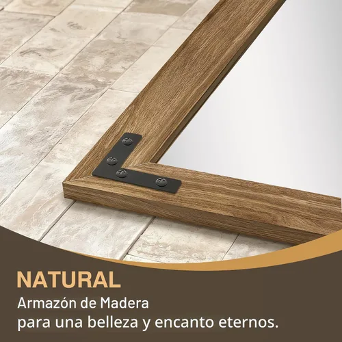 Vista 7 de FICTOR Espejo de Cuerpo Entero de Madera, Marco de Madera Maciza de 55"x22" Espejo de Piso, para Casa de Campo, Dormitorio, Sala de Estar