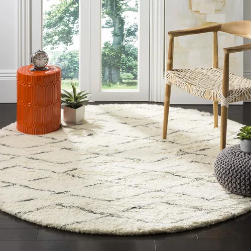 Vista 9 de SAFAVIEH Casablanca Collection - Alfombra de área de 9 x 12 pies, marfil y marrón, hecha a mano de lana marroquí boho neozelandesa, 1 pulgada