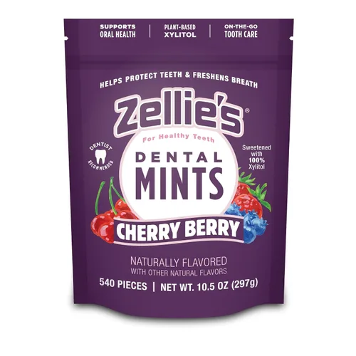 Vista 8 de Zellie's Mentas 100% xilitol de cereza para el aliento Sin aspartamo, sin gluten, mentas veganas y kosher (250 unidades - Paquete de 1)