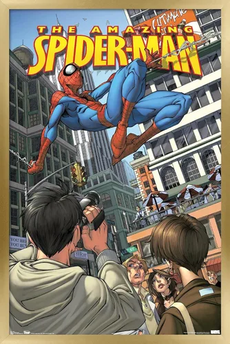 Vista 13 de Trends International Marvel Comics Spider-Man - Póster de pared definitivo, 14.725 x 22.375 pulgadas, versión enmarcada de madera de granero