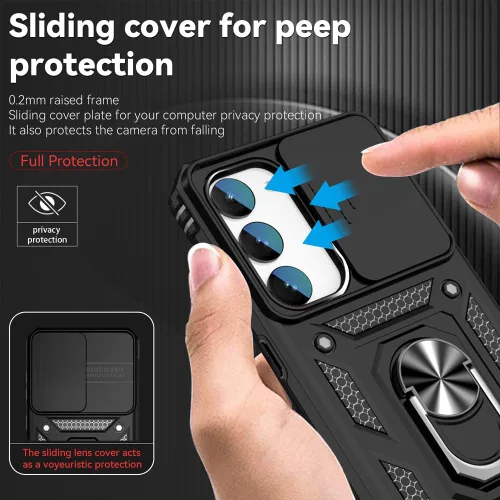 Vista 4 de HNHYGETE Funda para Samsung S23 con protector de pantalla HD: [grado militar de 20 pies probada en caídas] Funda protectora a prueba de golpes