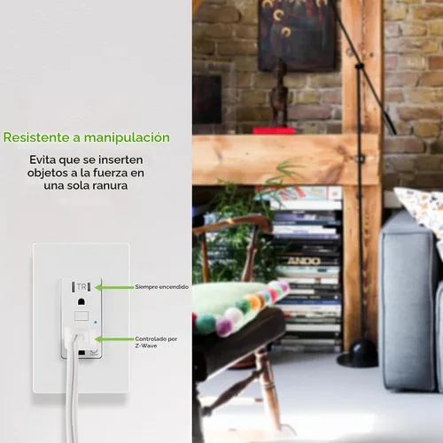 Vista 4 de Enbrighten Z-Wave Plus 14315 toma inteligente de pared resistente a manipulaciones, funciona con Alexa, Google Assistant, 1 toma Z-Wave y 1 toma