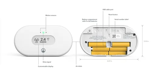 Vista 9 de Airthings 2989 View Radon - Monitor de radón con detector de humedad y temperatura - Alimentado por batería, aplicación móvil, WiFi, alertas