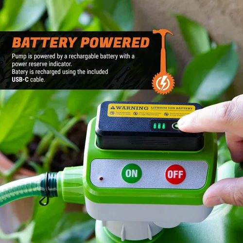 Vista 4 de TERA PUMP Bomba de agua no potable con USB-C recargable, contenedor de agua de bombeo automático de 3.8 galones incluido, flujo de 2.2 galones por
