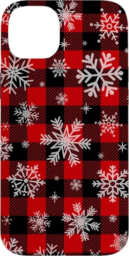 Vista 15 de Snowflakes Snow Snowing Christmas Winter Red Black Plaid Case for iPhone 17
